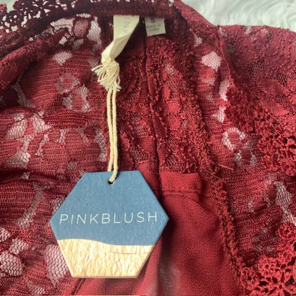 Pinkblush Burgundy Lace Kimono Cargidan NWT - Picture 4 of 4